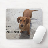 dachshund red full love w pic マウスパッド (マウス)