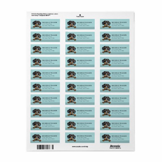 Dachshund Return Address Labels ラベル (フルシート)