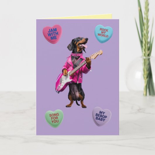 Dachshund Rocker Valentine Card シーズンカード (正面)