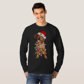 Dachshund Santa Christmas Tree Lights Xmas Tシャツ (正面フル)