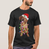 Dachshund Santa Christmas Tree Lights Xmas Tシャツ (正面)
