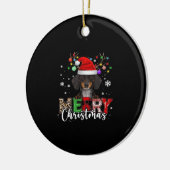 Dachshund Santa Dog Merry Christmas Oversized T-Sh セラミックオーナメント (左)