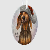 Dachshund、Santa Dog、Personalize、Christmas Orname オーナメント (正面)