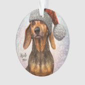 Dachshund、Santa Dog、Personalize、Christmas Orname オーナメント (正面)