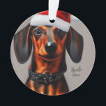 Dachshund、Santa Dog、Personalize、Christmas Orname オーナメント<br><div class="desc">この愛らしいダックスシャントのクリスマスオーナメントをパーソナライズ</div>