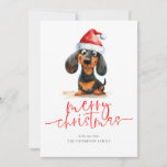 Dachshund Santa Hat 2025カレンダーメリークリスマス シーズンカード<br><div class="desc">Dachshund Santa Hat 2025カレンダーMerry Christmas.デジタルおよび印刷で利用可能。フェスティバルの可愛さあなたの休日の願いのために、このおもしろいデザインと彼のサンタハットに甘いウィーナー犬と。メリークリスマスは一連の台本にモダン入っており、下の挨拶や名前を簡単にカスタマイズできる。便利な2025カレンダーが背面にある。</div>