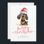 Dachshund Santa Hat 2025カレンダーメリークリスマス シーズンカード<br><div class="desc">Dachshund Santa Hat 2025カレンダーMerry Christmas.デジタルおよび印刷で利用可能。フェスティバルの可愛さあなたの休日の願いのために、このおもしろいデザインと彼のサンタハットに甘いウィーナー犬と。メリークリスマスは一連の台本にモダン入っており、下の挨拶や名前を簡単にカスタマイズできる。便利な2025カレンダーが背面にある。</div>