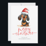 Dachshund Santa Hat 2026カレンダーメリークリスマス シーズンカード<br><div class="desc">Dachshund Santa Hat 2026カレンダーMerry Christmas.デジタルおよび印刷で利用可能。フェスティバルの可愛さあなたの休日の願いのために、このおもしろいデザインと彼のサンタハットに甘いウィーナー犬と。メリークリスマスは一連の台本にモダン入っており、下の挨拶や名前を簡単にカスタマイズできる。便利な2026カレンダーが背面にある。</div>