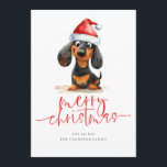 Dachshund Santa Hat 2026カレンダーメリークリスマス シーズンカード<br><div class="desc">Dachshund Santa Hat 2026カレンダーMerry Christmas.デジタルおよび印刷で利用可能。フェスティバルの可愛さあなたの休日の願いのために、このおもしろいデザインと彼のサンタハットに甘いウィーナー犬と。メリークリスマスは一連の台本にモダン入っており、下の挨拶や名前を簡単にカスタマイズできる。便利な2026カレンダーが背面にある。</div>