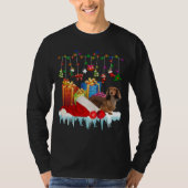 Dachshund Santa Hat Christmas Lights  Box Tシャツ (正面)