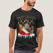 Dachshund Santa Hat Christmas Lights Box Tシャツ (正面)