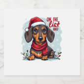 Dachshund Santa On The Naughty List Dachshund Chri スパークリングワインラベル (シングルラベル)