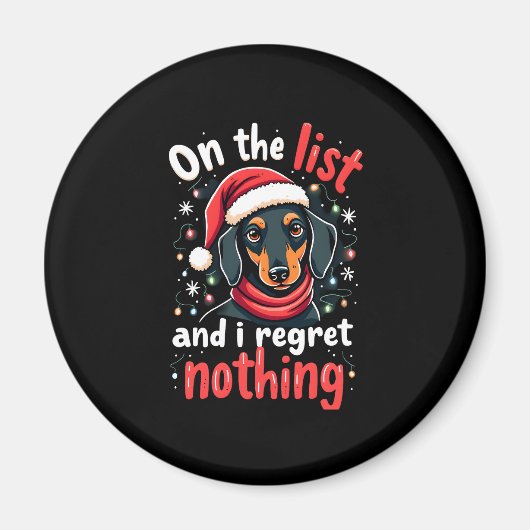 Dachshund Santa On The Naughty List Dachshund Chri マグネット (正面)