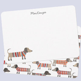 Dachshund Sausage Dog Personalized Stationery ノートカード