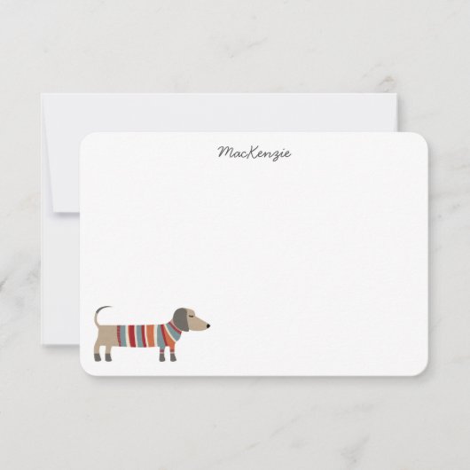 Dachshund Sausage Dog Personalized Stationery ノートカード (正面)