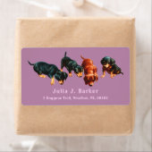 Dachshund Sausage Dog Wiener Puppies Mauve Pink ラベル (インサイチュ)