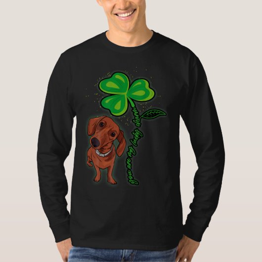 Dachshund Shamrock St Patricks Day You Are My Luck Tシャツ (正面)