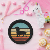 Dachshund Silhouette 60s 70sギフトドッグ愛好家 ペーパープレート (パーティー)