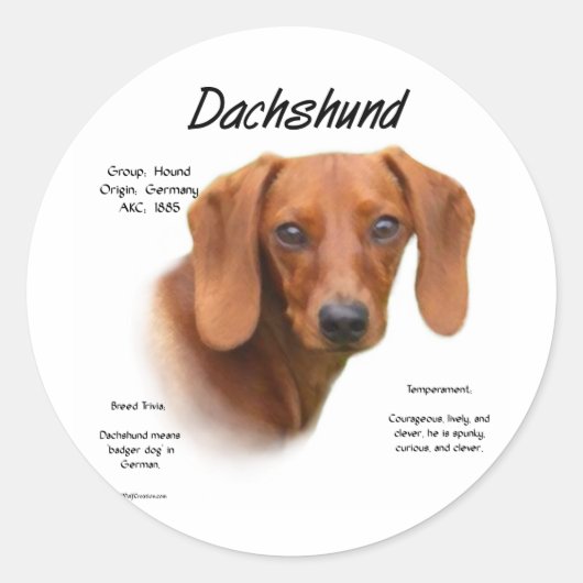 Dachshund (smooth)ヒストリデザイン ラウンドシール (正面)