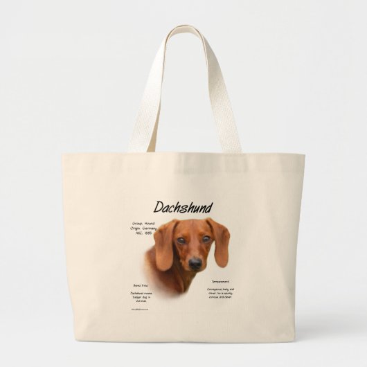 Dachshund (smooth)ヒストリデザイン ラージトートバッグ (正面)
