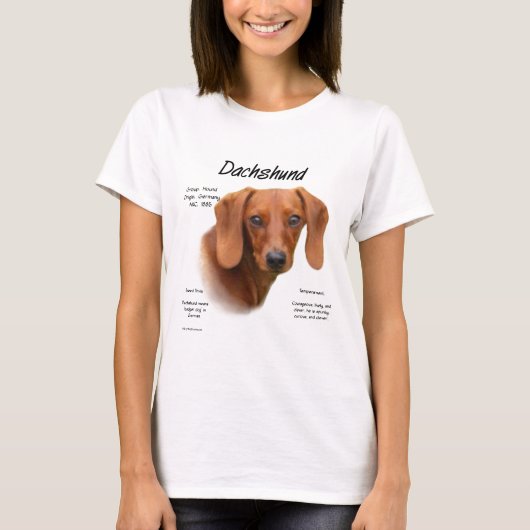 Dachshund (smooth)ヒストリデザイン tシャツ (正面)