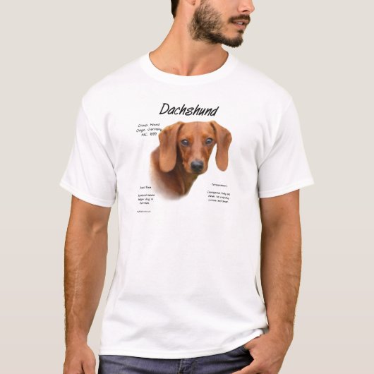 Dachshund (smooth)ヒストリデザイン tシャツ (正面)