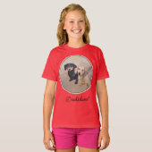 Dachshund (Smooth) 絵画's - Dog Art T-Sオリジナル Tシャツ (正面フル)