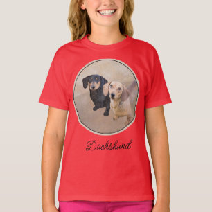 Dachshund (Smooth) 絵画's - Dog Art T-Sオリジナル Tシャツ