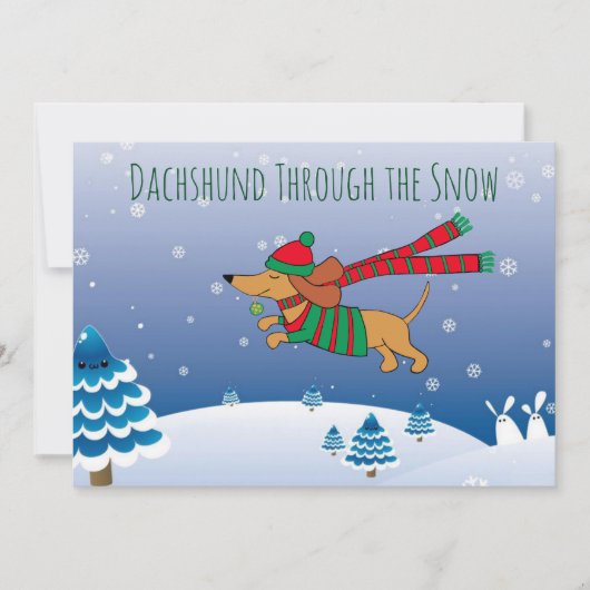 Dachshund Snow Matte 5" x 7"ホワイトエンベロープ シーズンカード (正面)