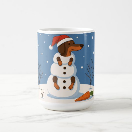Dachshund Snowman コーヒーマグカップ (中央)
