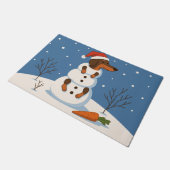 Dachshund Snowman Christmas Doormat ドアマット (アングル)