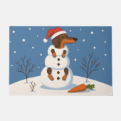 Dachshund Snowman Christmas Doormat ドアマット (正面)