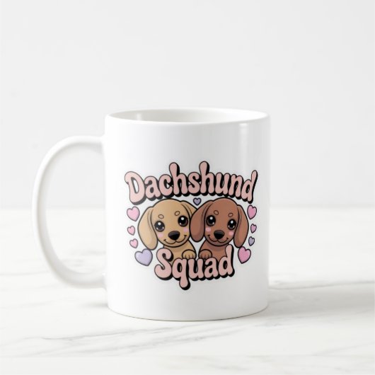 dachshund squad kawaii dachshund dachshund lover d コーヒーマグカップ (左)