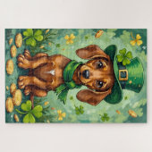 Dachshund St Patrick’s Day Lucky Dog ジグソーパズル (横)