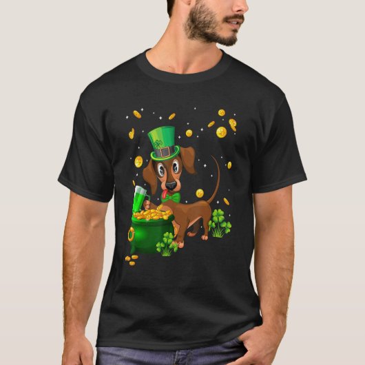 Dachshund St Patrick's Day Irish C    Dog   Tシャツ (正面)