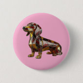 Dachshund Stained Glass Button 缶バッジ (正面)