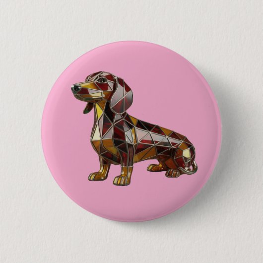 Dachshund Stained Glass Button 缶バッジ (正面)