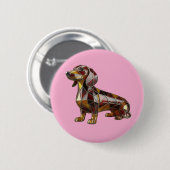 Dachshund Stained Glass Button 缶バッジ (正面&裏面)