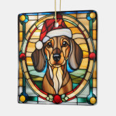 Dachshund Stained Glass Christmas Ornament セラミックオーナメント (左)