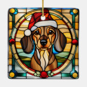 Dachshund Stained Glass Christmas Ornament セラミックオーナメント (裏面)