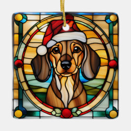 Dachshund Stained Glass Christmas Ornament セラミックオーナメント