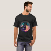 Dachshund Synthwave 80s Retrowave Aesthetic Tシャツ (正面フル)