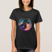 Dachshund Synthwave 80s Retrowave Aesthetic Tシャツ (正面)