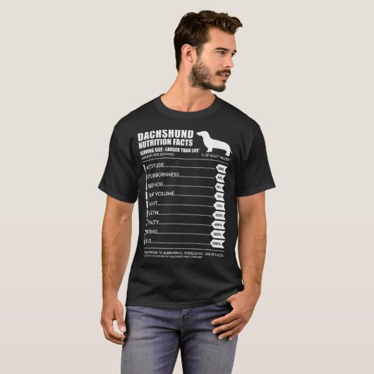 Dachshund Tシャツ – ウィーナー犬の栄養ファクト市 (正面フル)