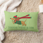 Dachshund Through the Snow装飾用クッション13" x 21" ランバークッション (ブランケット)