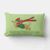 Dachshund Through the Snow装飾用クッション13" x 21" ランバークッション (正面)