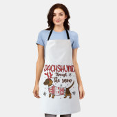 Dachshund Through The Snow Christmas Dog Lover エプロン (着用した状態)