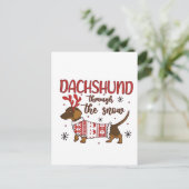 Dachshund Through The Snow Christmas Dog Lover シーズンポストカード (スタンド正面)