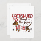 Dachshund Through The Snow Christmas Dog Lover シーズンポストカード (正面/裏面)