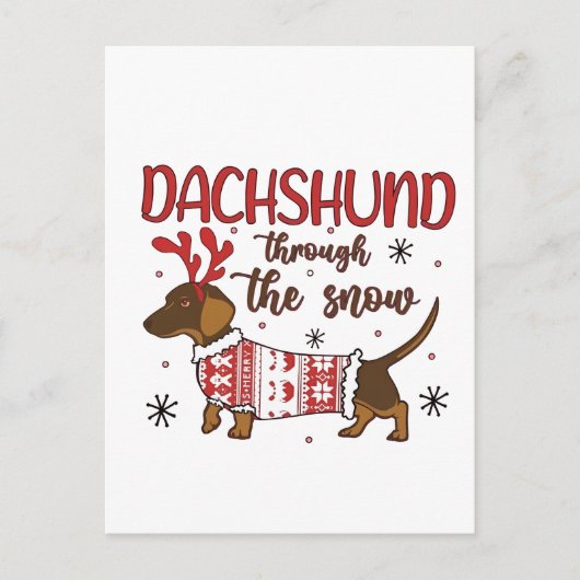 Dachshund Through The Snow Christmas Dog Lover シーズンポストカード (正面)
